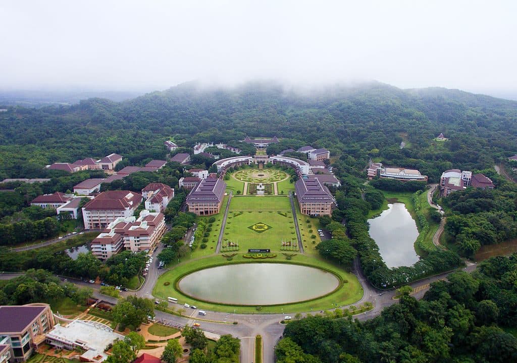 Aerial view of Mae Fah Luang University among the hills