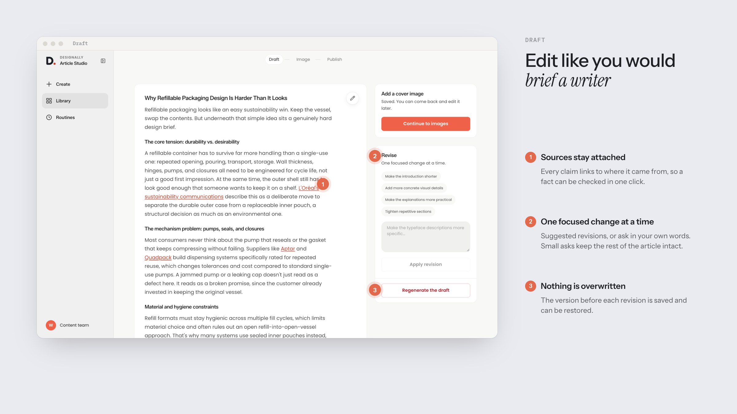 Article Studio, Draft